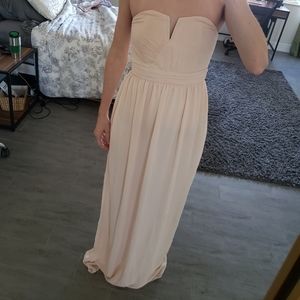 Strapless blush chiffon dress